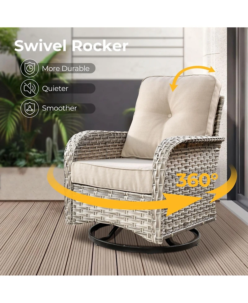 Xizzi 9 Pieces Wicker Outdoor Patio Furniture Set,Rattan Modular Sectional Sofa,Outside Swivel Rocking Chairs Coversation Set with Side Table