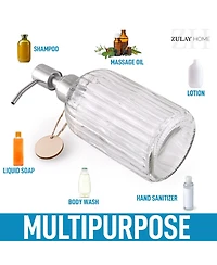 Zulay Kitchen Easy Press Pump Clear Glass Hand Soap Dispenser for Bathroom