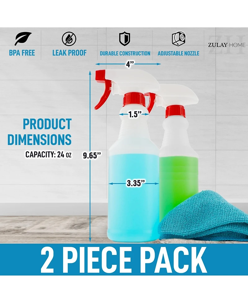 Leakproof Cleaning Spray Bottle Set (2 Pack 24oz)