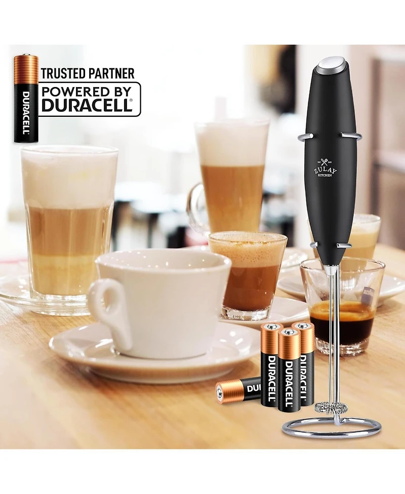 Zulay Kitchen Duracell Powered Milk Frother Og with Stand
