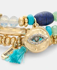 lonna & lilly 3-Pc. Set Evil Eye Charm Beaded Stretch Bracelets