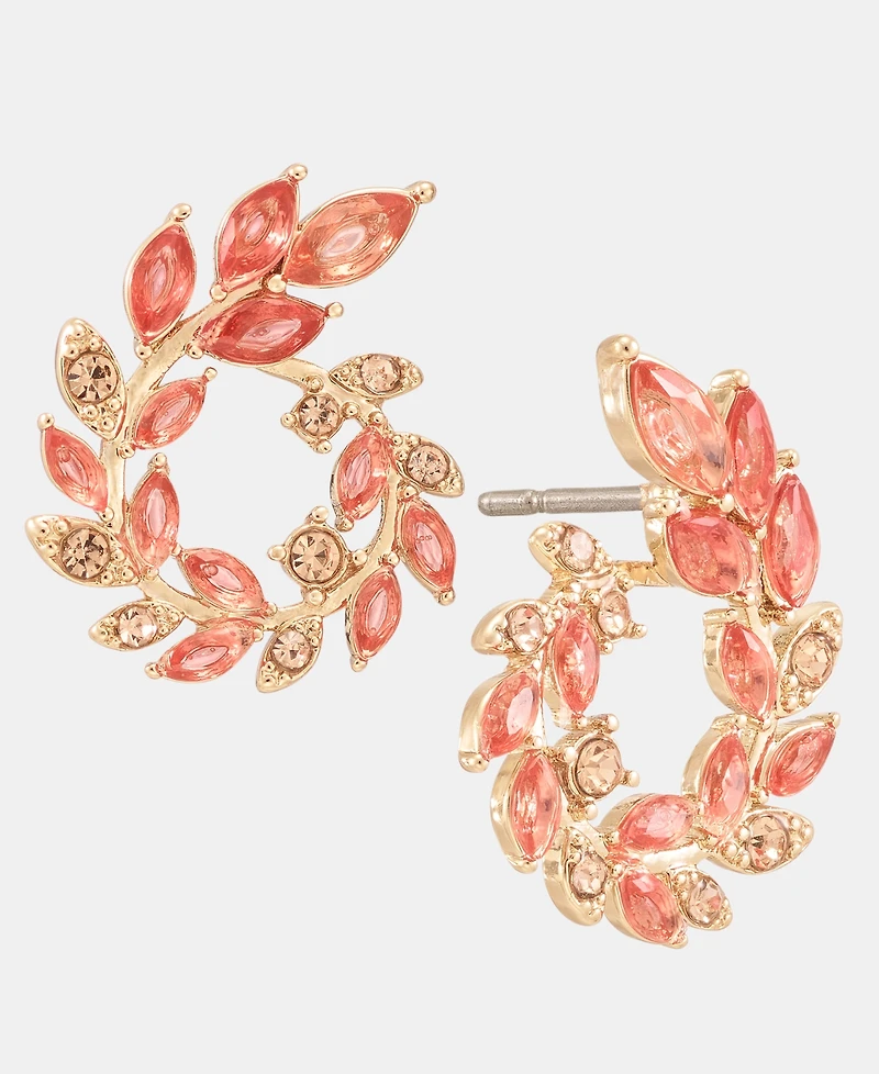 lonna & lilly Gold-Tone Faux Coral Open Leaf Wreath Earrings