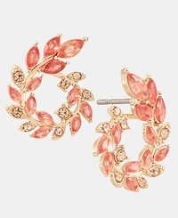 lonna & lilly Gold-Tone Faux Coral Open Leaf Wreath Earrings