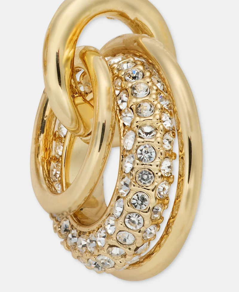 Dkny Gold-Tone Crystal Pave Shaky Ring Doorknocker Earrings
