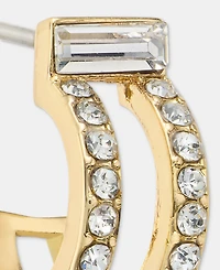 Dkny Gold-Tone Crystal Stone Pave C Hoop Earrings