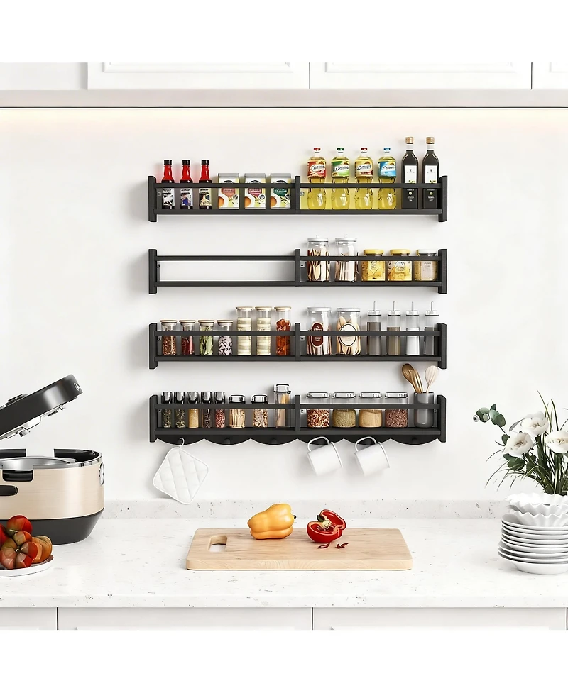 Yigii Floating Shelves Set of 4: Multi-functional, Sturdy Pine Wood, Elegant Design