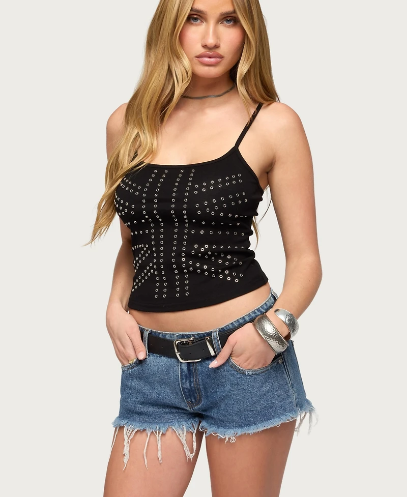 Edikted Women's Union Jack Grommet Tank Top