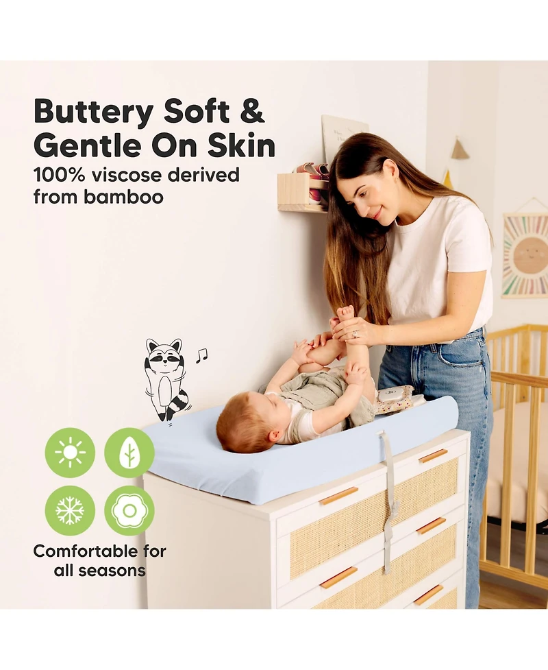 KeaBabies 2pk Isla Changing Pad Covers for Girl, Boy, Soft Contoured Diaper Table Cover Sheets Neutral