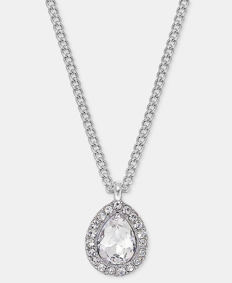 Givenchy Crystal Pear-Shape Pendant Necklace, 16" + 3" extender