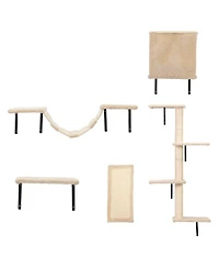 Aostirmotor 5-Piece Wall Mounted Cat Climber Set with Shelves