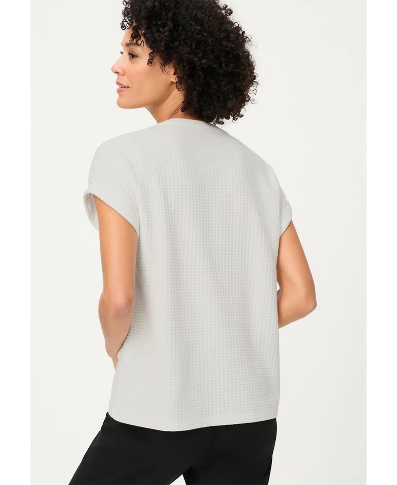Olsen Women's waffle Knit Button Front T-Shirt