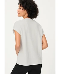 Olsen Women's waffle Knit Button Front T-Shirt