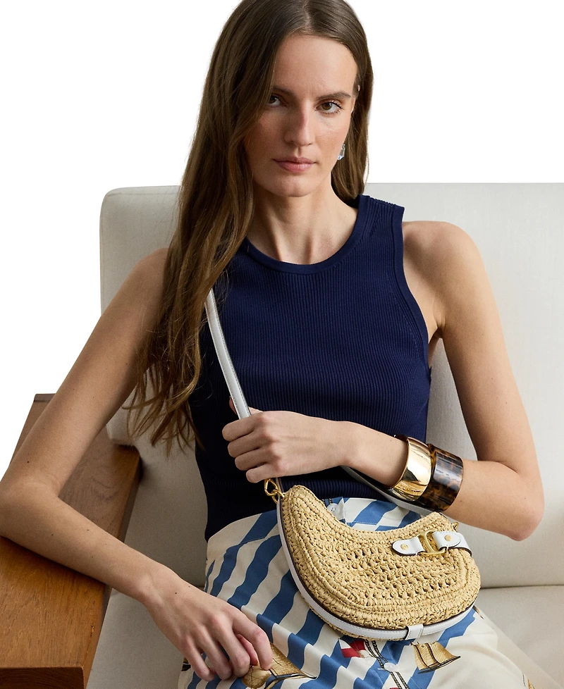 Lauren Ralph Lauren Tasha Mini Woven Straw Crossbody Bag