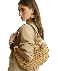 Lauren Ralph Lauren Crocheted Straw Medium Tasha Shoulder Bag