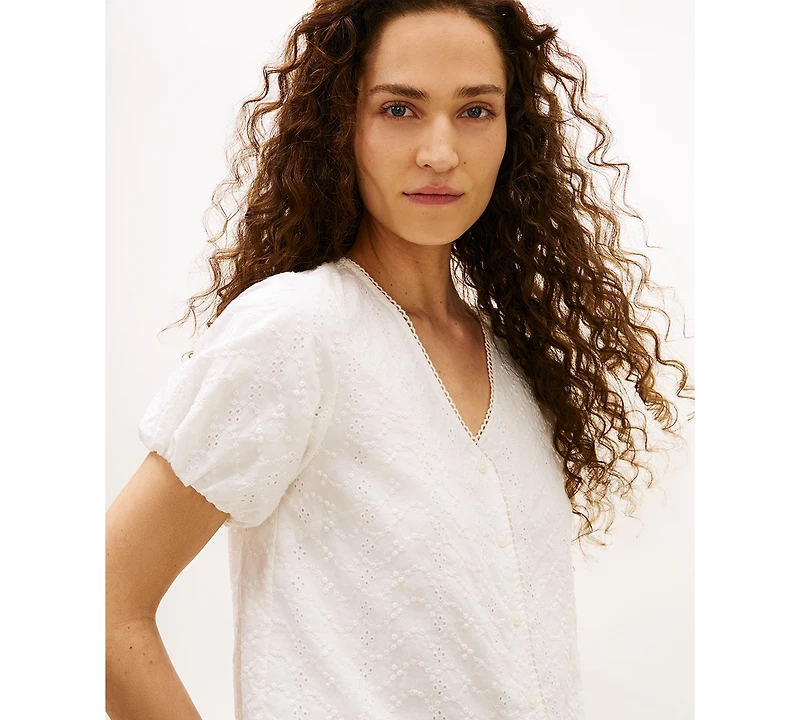 Tommy Hilfiger Broderie V-Neck Short-Sleeve Shirt