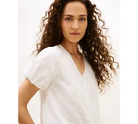 Tommy Hilfiger Broderie V-Neck Short-Sleeve Shirt