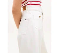 Tommy Hilfiger Women's White Wide-Leg Patch Jeans