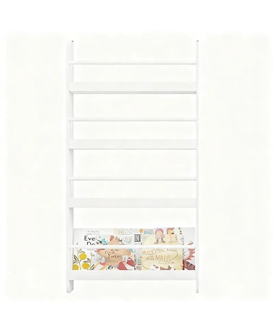Yigii Wall-Mounted 4-Tier Bookshelf: Space-Saving, Kid-Friendly, Easy Assembly
