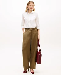 Tommy Hilfiger Women's Clip Dot Roll-Tab Collared Shirt