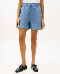 Tommy Hilfiger Women's Chambray Straight Fit Shorts