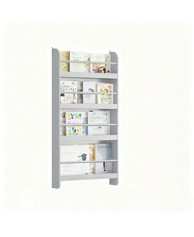 Yigii Wall-Mounted 4-Tier Bookshelf: Space-Saving, Kid-Friendly, Easy Assembly