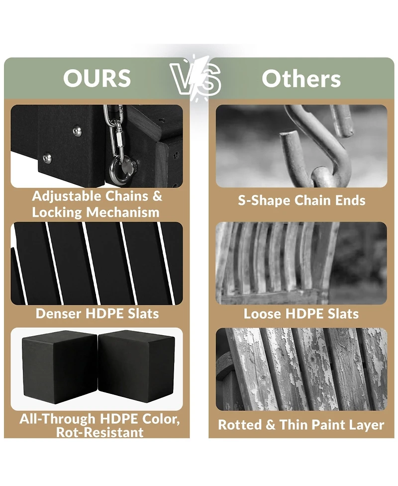 WestinTrends Outdoor 54" Hdpe With Cupholders Porch Swing Bench