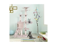 Aostirmotor 56" Cat Play Tree with Condo, Scratching Posts & Ladder