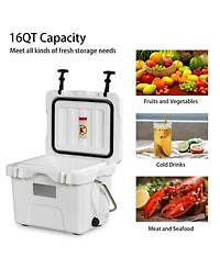 Sugift 16 Quart 24-Can Capacity Portable Insulated Ice Cooler with 2 Cup Holders