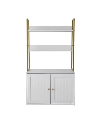 Aostirmotor 27.6" Hidden Litter Box Cabinet with Metal Legs & 2 Storage Shelves