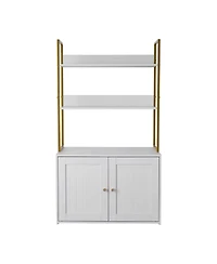 Aostirmotor 27.6" Hidden Litter Box Cabinet with Metal Legs & 2 Storage Shelves