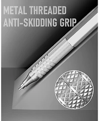 Htutwoo Metal Mechanical Pencil Set - 3PCS Artist Lead Pencil 0.5 & 0.7 & 0.9mm with 8 Tubes Hb Lead Refills, 3 Erasers for Writing, Drawing