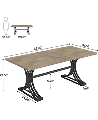 Tribesigns 63-Inch Rectangular Dining Table for 4 to 6, Modern Kitchen Tables with Stylish Metal Trestle Legs