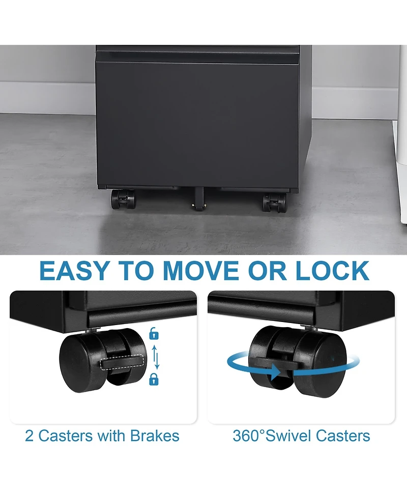 Rainsken 2 Drawer Mobile File Cabinet, Under Desk Filing Cabinet on Wheels