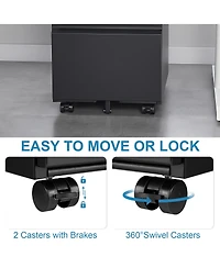 Rainsken 2 Drawer Mobile File Cabinet, Under Desk Filing Cabinet on Wheels