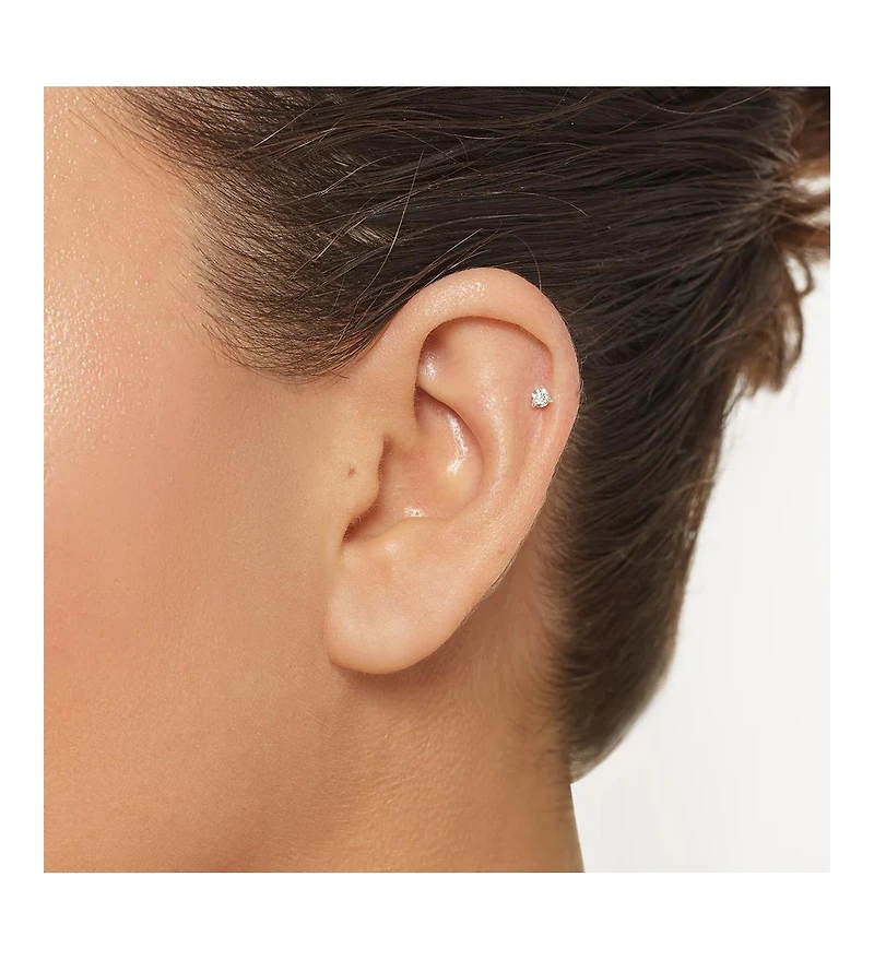 Curata Jewelry Solid 14k 18G Single Cubic Zirconia Labret Cartilage Piercing Body Piercing Stud