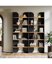 Tribesigns 5-Tier Farmhouse Bookshelf, 70.87-Inch Tall Double Wide Bookcase