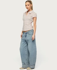 Edikted Women's Naiah Plaid Tailored Button Up Shirt