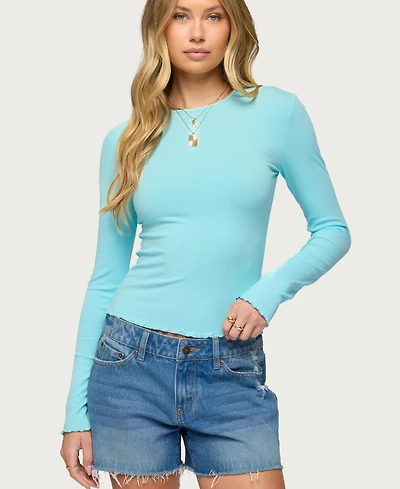 Edikted Women's Galah Ribbed Long Sleeve T Shirt