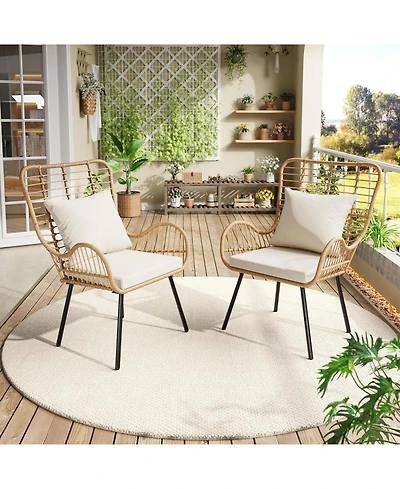 gaomon Patio Wicker Chairs Set of 2