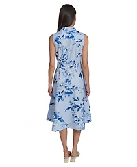 Calvin Klein Women's Floral Sleeveless Collared Midi Shirtdress