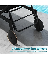 Gymax Patio Chaise Lounge w/Wheels Adjustable 6-Position Backrest Breathable Seat Outdoor