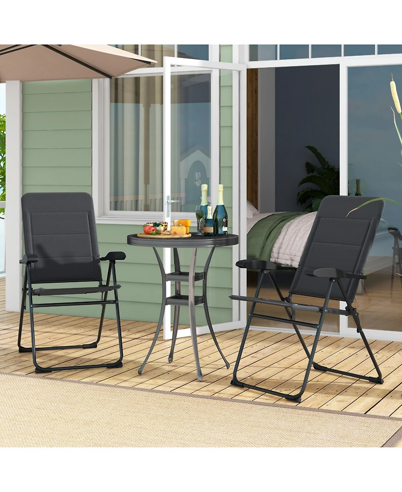 Gymax 2PCS Patio Folding Chairs Back Adjustable Reclining Padded Garden Furniture