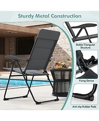 Gymax 4PCS Patio Folding Chairs Back Adjustable Reclining Padded Garden Furniture