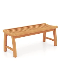 Gymax 2 Person 800 Lb Capacity Contoured Slatted Patio Garden Dining Bench