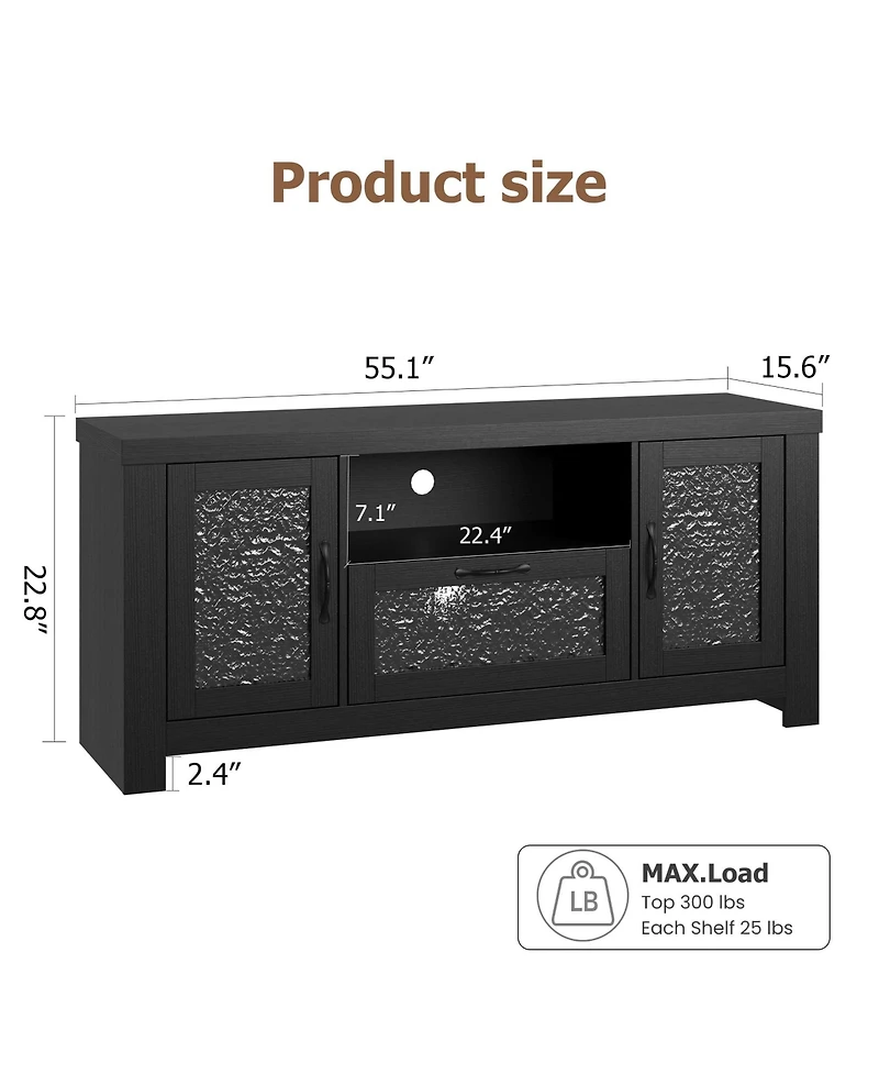 gaomon Tv Stand for 55+ Inch Tv, Entertainment Center with Acrylic Door Storage Cabinet & Adjustable Shelve