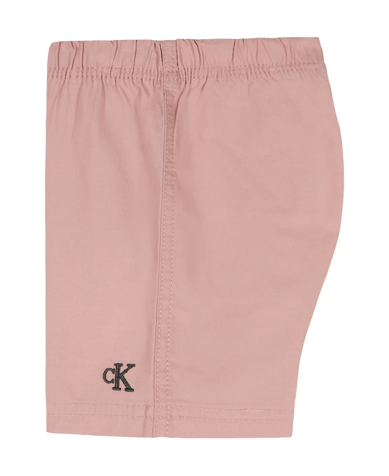 Calvin Klein Baby Boys' Plaid Polo Bodysuit and Twill Shorts, 2-Piece Set