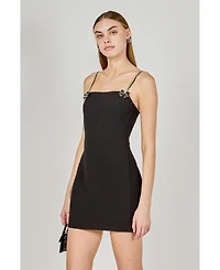 endless rose Women's Rhinestone Bow Mini Dress