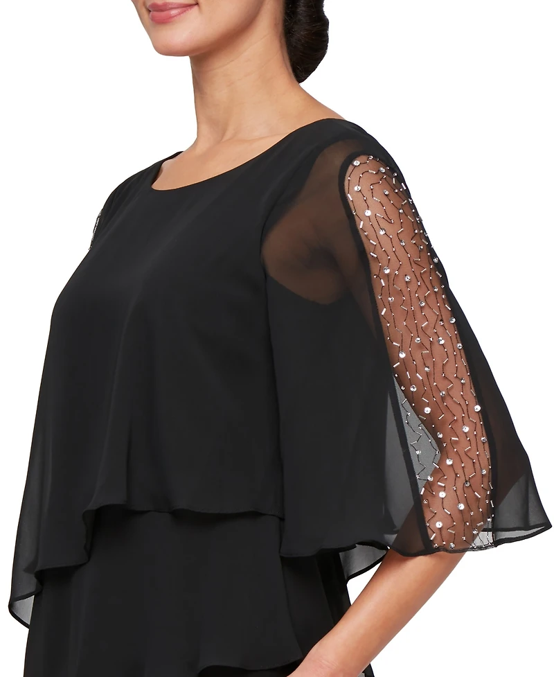 Sl Fashions Women's Matte Embellished Sleeve Jumpsuit