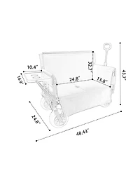 Rainsken Heavy-Duty Folding Wagon Cart with Bench Seat and Rear-Mounted Folding Tabletop, 500lbs Capacity for Camping