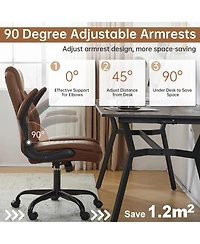 Boyel Living Ergonomic Leather Office Chair with Flip-Up Armrests, Lumbar Support, Swivel & Rocking – Home Desk
